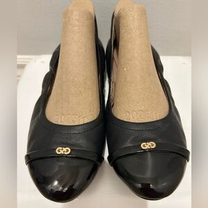 Cole Haan Grand Ambition Black Leather, Patent Cap Toe Ballet Flats Size 9